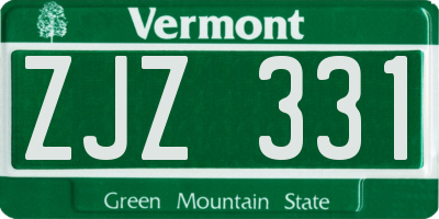 VT license plate ZJZ331