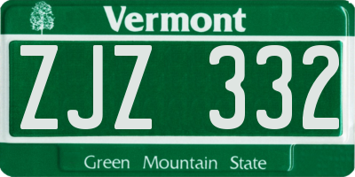 VT license plate ZJZ332