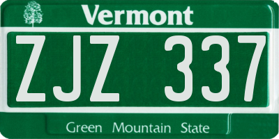 VT license plate ZJZ337