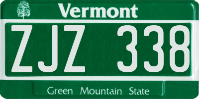 VT license plate ZJZ338