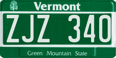 VT license plate ZJZ340