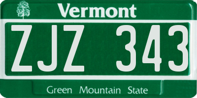 VT license plate ZJZ343