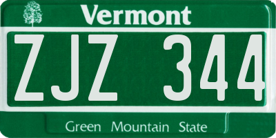 VT license plate ZJZ344