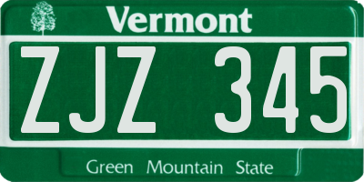 VT license plate ZJZ345