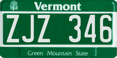 VT license plate ZJZ346