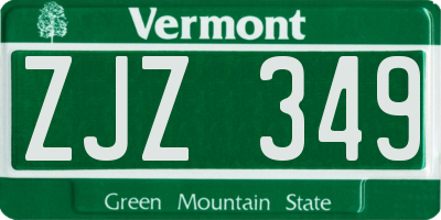 VT license plate ZJZ349