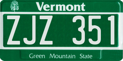 VT license plate ZJZ351