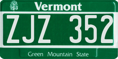 VT license plate ZJZ352