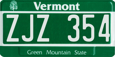 VT license plate ZJZ354