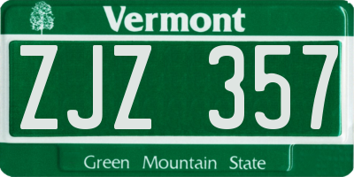 VT license plate ZJZ357