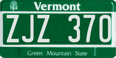 VT license plate ZJZ370