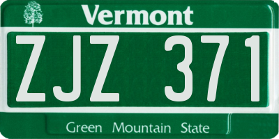 VT license plate ZJZ371