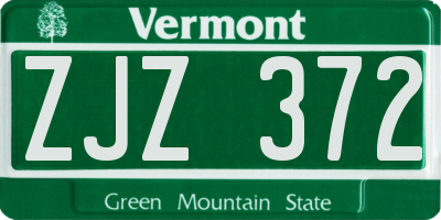 VT license plate ZJZ372