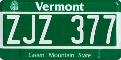 VT license plate ZJZ377