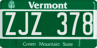 VT license plate ZJZ378