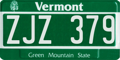 VT license plate ZJZ379