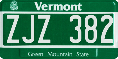 VT license plate ZJZ382