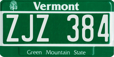 VT license plate ZJZ384