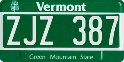VT license plate ZJZ387