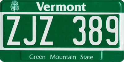 VT license plate ZJZ389