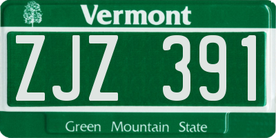VT license plate ZJZ391