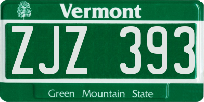 VT license plate ZJZ393