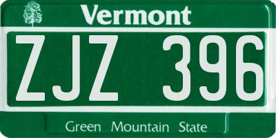 VT license plate ZJZ396