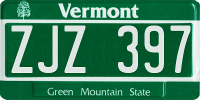 VT license plate ZJZ397