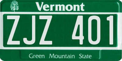 VT license plate ZJZ401