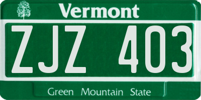 VT license plate ZJZ403