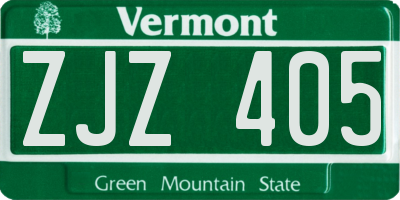 VT license plate ZJZ405