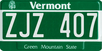 VT license plate ZJZ407