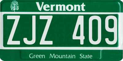 VT license plate ZJZ409