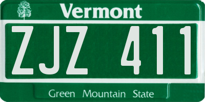 VT license plate ZJZ411