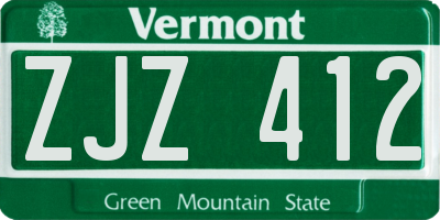 VT license plate ZJZ412