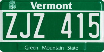 VT license plate ZJZ415