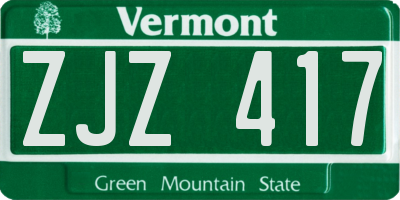 VT license plate ZJZ417
