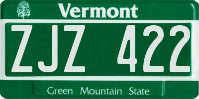 VT license plate ZJZ422
