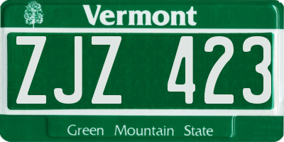 VT license plate ZJZ423