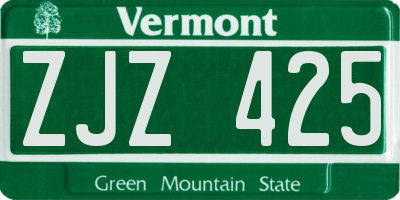 VT license plate ZJZ425