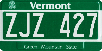 VT license plate ZJZ427