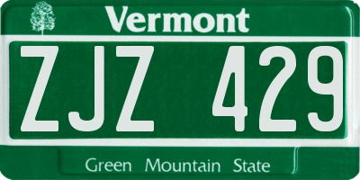 VT license plate ZJZ429