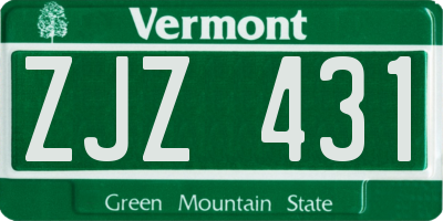 VT license plate ZJZ431