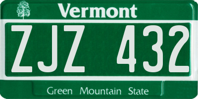 VT license plate ZJZ432