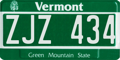 VT license plate ZJZ434