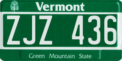 VT license plate ZJZ436