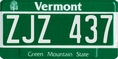 VT license plate ZJZ437