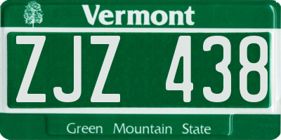 VT license plate ZJZ438