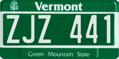 VT license plate ZJZ441