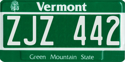 VT license plate ZJZ442